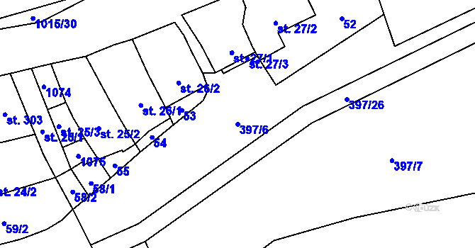 Parcela st. 397/6 v KÚ Kokory, Katastrální mapa