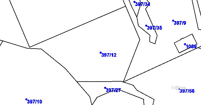 Parcela st. 397/12 v KÚ Kokory, Katastrální mapa
