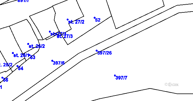 Parcela st. 397/26 v KÚ Kokory, Katastrální mapa