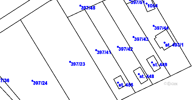 Parcela st. 397/41 v KÚ Kokory, Katastrální mapa