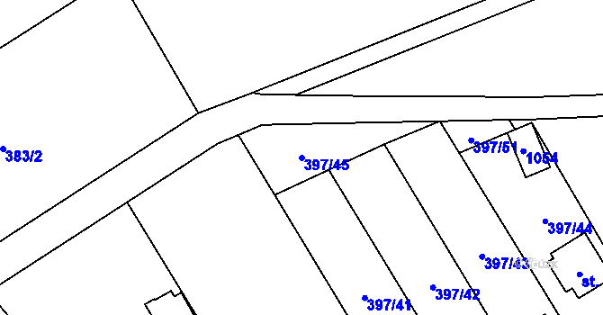 Parcela st. 397/45 v KÚ Kokory, Katastrální mapa