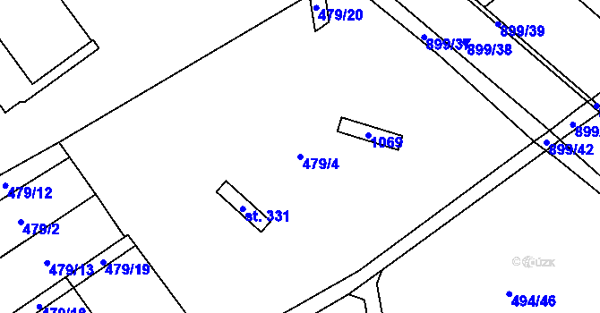 Parcela st. 479/4 v KÚ Kokory, Katastrální mapa