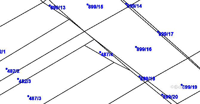 Parcela st. 487/4 v KÚ Kokory, Katastrální mapa