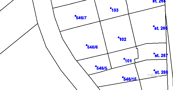 Parcela st. 546/6 v KÚ Kokory, Katastrální mapa