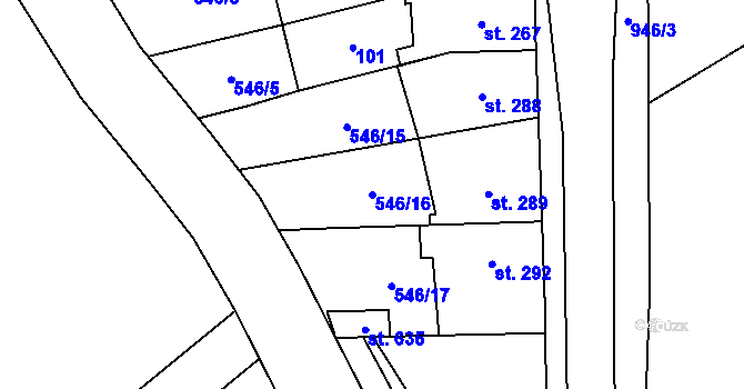 Parcela st. 546/16 v KÚ Kokory, Katastrální mapa