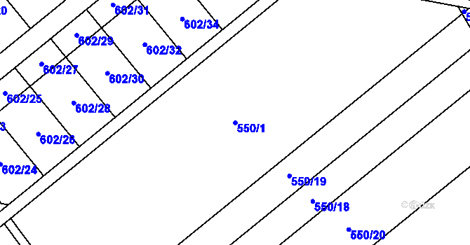 Parcela st. 550/1 v KÚ Kokory, Katastrální mapa