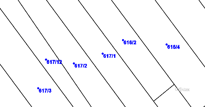 Parcela st. 617/1 v KÚ Kokory, Katastrální mapa