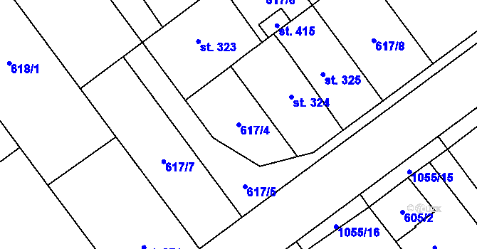 Parcela st. 617/4 v KÚ Kokory, Katastrální mapa