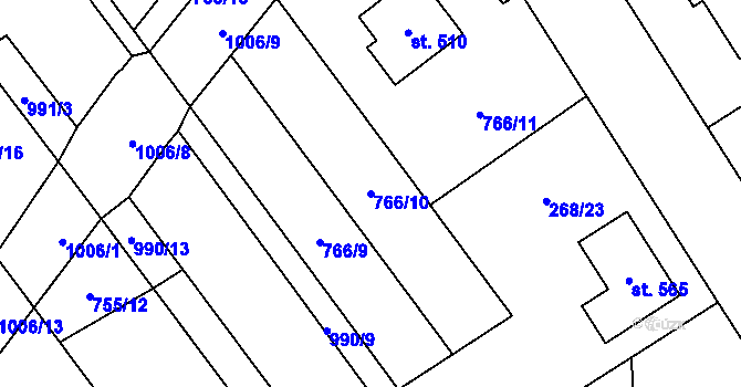 Parcela st. 766/10 v KÚ Kokory, Katastrální mapa
