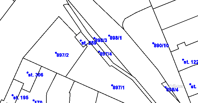 Parcela st. 897/4 v KÚ Kokory, Katastrální mapa