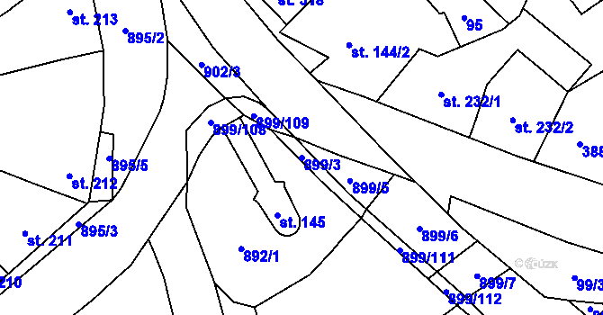 Parcela st. 899/3 v KÚ Kokory, Katastrální mapa