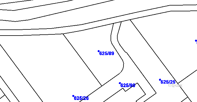 Parcela st. 625/89 v KÚ Kokory, Katastrální mapa