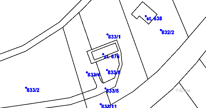 Parcela st. 676 v KÚ Kokory, Katastrální mapa