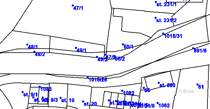 Parcela st. 47/2 v KÚ Kokory, Katastrální mapa