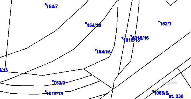 Parcela st. 154/15 v KÚ Kokory, Katastrální mapa