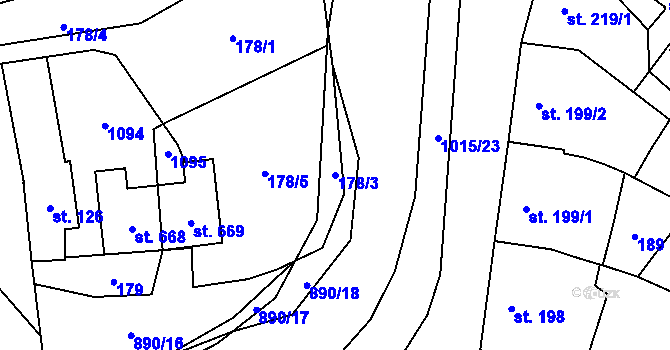 Parcela st. 178/3 v KÚ Kokory, Katastrální mapa