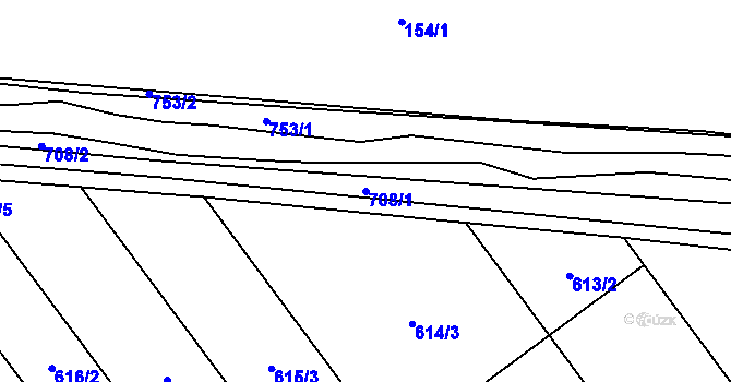 Parcela st. 708/1 v KÚ Kokory, Katastrální mapa