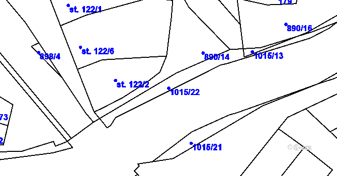 Parcela st. 1015/22 v KÚ Kokory, Katastrální mapa