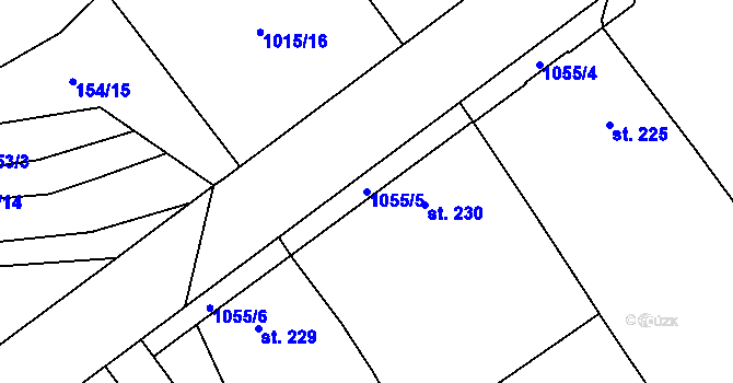 Parcela st. 1055/5 v KÚ Kokory, Katastrální mapa