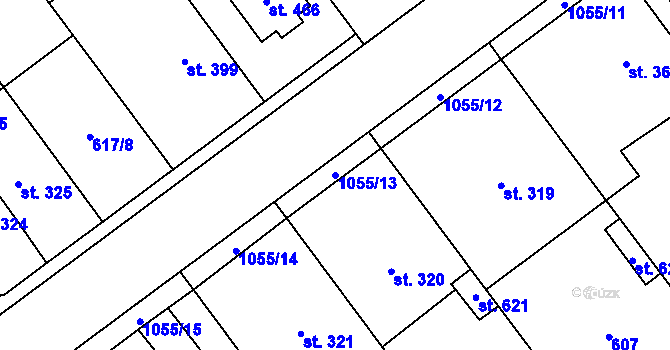 Parcela st. 1055/13 v KÚ Kokory, Katastrální mapa