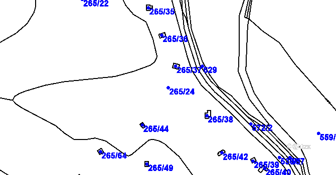 Parcela st. 265/24 v KÚ Janova Ves, Katastrální mapa