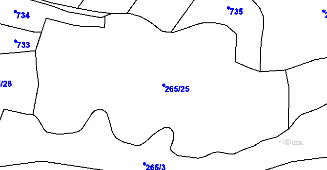 Parcela st. 265/25 v KÚ Janova Ves, Katastrální mapa