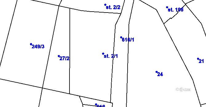 Parcela st. 2/1 v KÚ Kokořín, Katastrální mapa