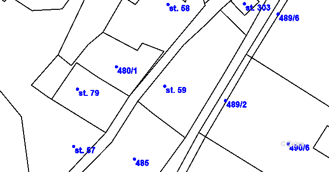 Parcela st. 59 v KÚ Kokořín, Katastrální mapa