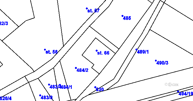 Parcela st. 66 v KÚ Kokořín, Katastrální mapa