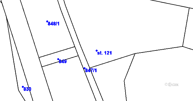 Parcela st. 121 v KÚ Kokořín, Katastrální mapa