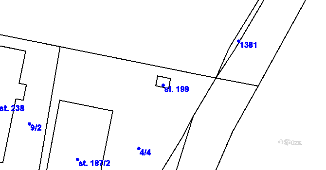 Parcela st. 199 v KÚ Kokořín, Katastrální mapa