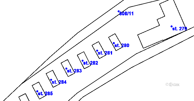 Parcela st. 281 v KÚ Kokořín, Katastrální mapa
