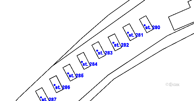 Parcela st. 283 v KÚ Kokořín, Katastrální mapa