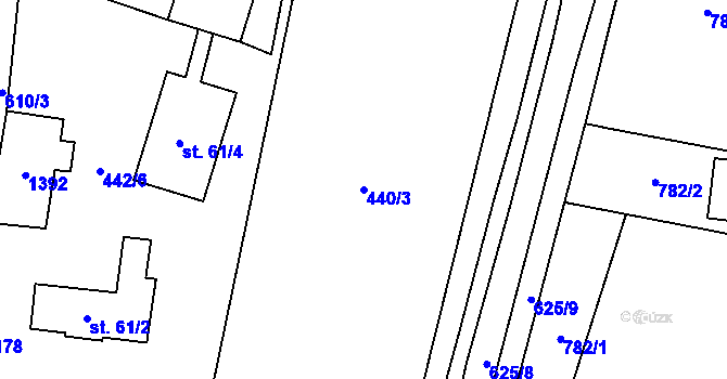 Parcela st. 440/3 v KÚ Kokořín, Katastrální mapa