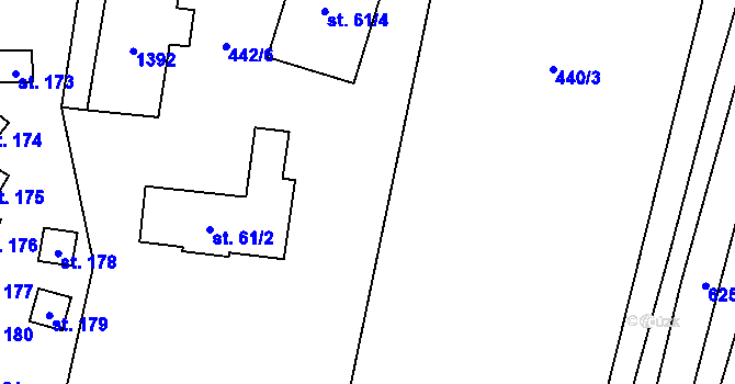 Parcela st. 440/5 v KÚ Kokořín, Katastrální mapa
