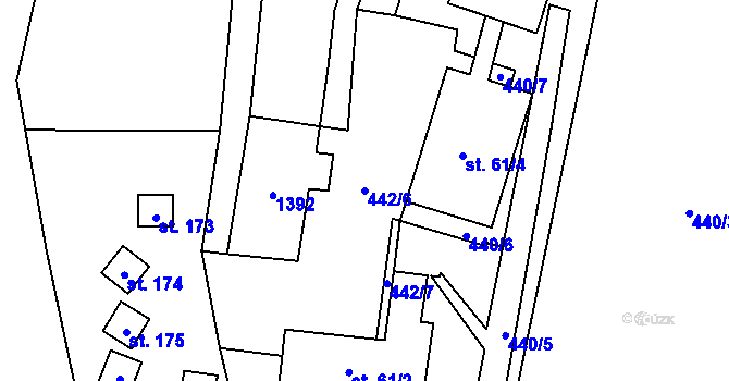 Parcela st. 442/6 v KÚ Kokořín, Katastrální mapa