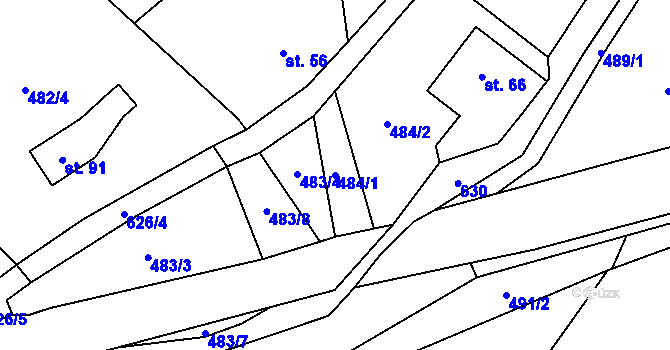 Parcela st. 484/1 v KÚ Kokořín, Katastrální mapa