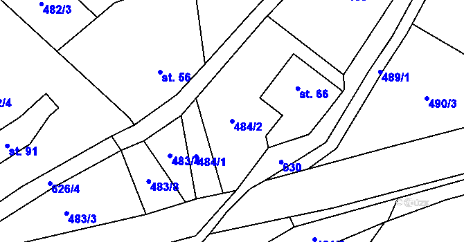 Parcela st. 484/2 v KÚ Kokořín, Katastrální mapa