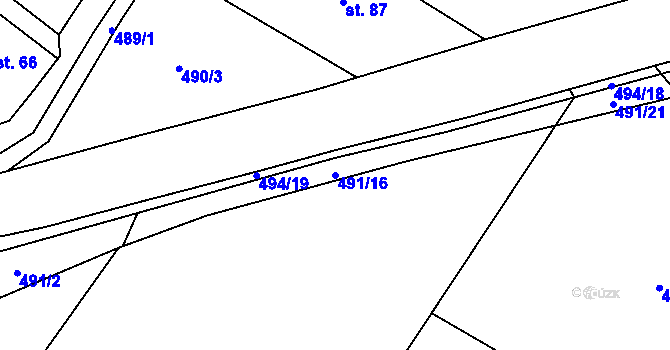Parcela st. 491/16 v KÚ Kokořín, Katastrální mapa