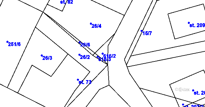 Parcela st. 616/2 v KÚ Kokořín, Katastrální mapa