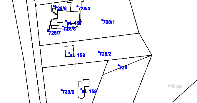 Parcela st. 728/2 v KÚ Kokořín, Katastrální mapa