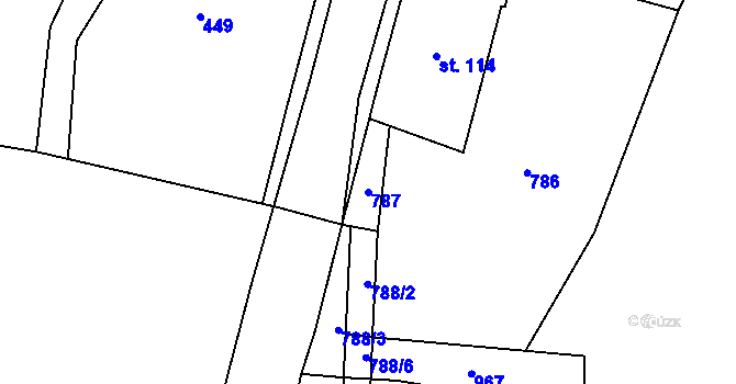 Parcela st. 787 v KÚ Kokořín, Katastrální mapa