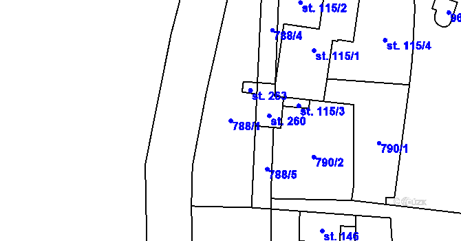 Parcela st. 788/1 v KÚ Kokořín, Katastrální mapa