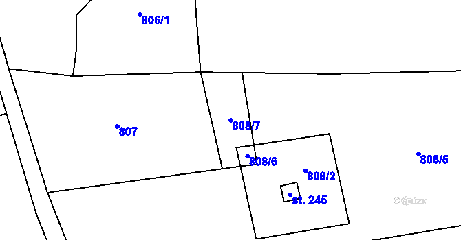 Parcela st. 808/7 v KÚ Kokořín, Katastrální mapa