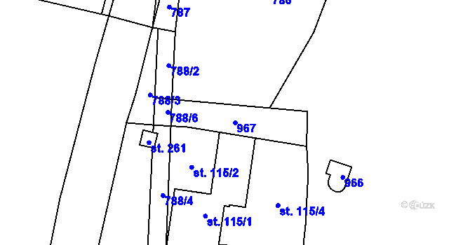 Parcela st. 967 v KÚ Kokořín, Katastrální mapa
