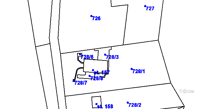Parcela st. 728/3 v KÚ Kokořín, Katastrální mapa