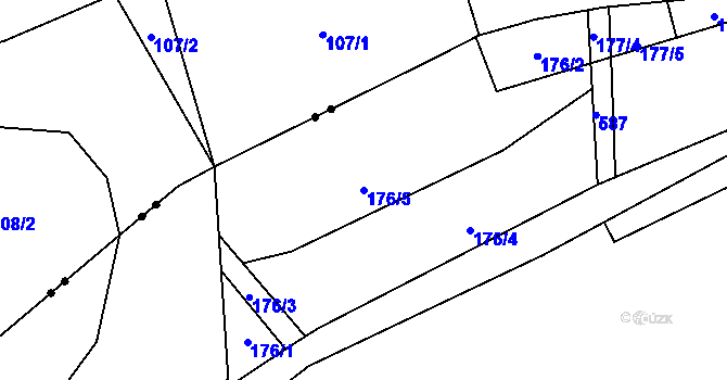 Parcela st. 176/5 v KÚ Kokořín, Katastrální mapa
