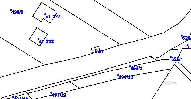 Parcela st. 987 v KÚ Kokořín, Katastrální mapa