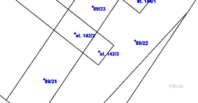 Parcela st. 142/3 v KÚ Kolaje, Katastrální mapa