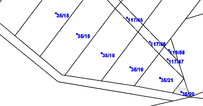 Parcela st. 35/18 v KÚ Kolaje, Katastrální mapa
